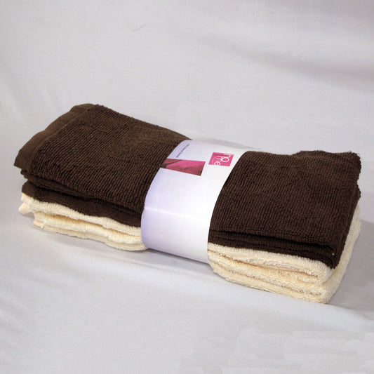Budget Pack of 4 Expressions Home Budget Cotton Hand Towels 42 x 67 cm Chocolate + Cream