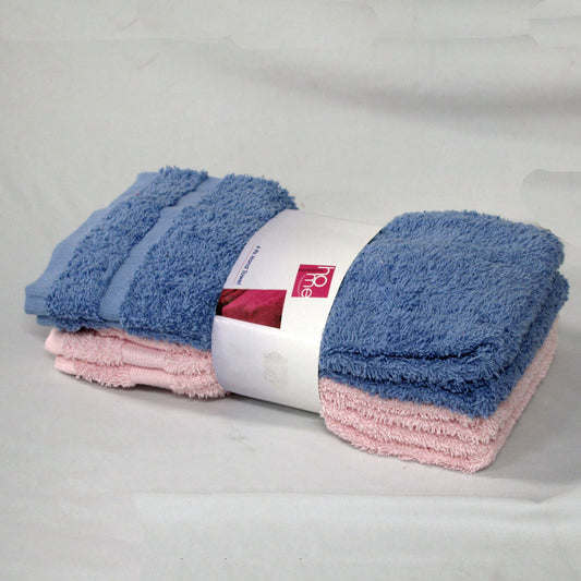 Budget Pack of 4 Expressions Home Budget Cotton Hand Towels 42 x 67 cm Pink + Blue