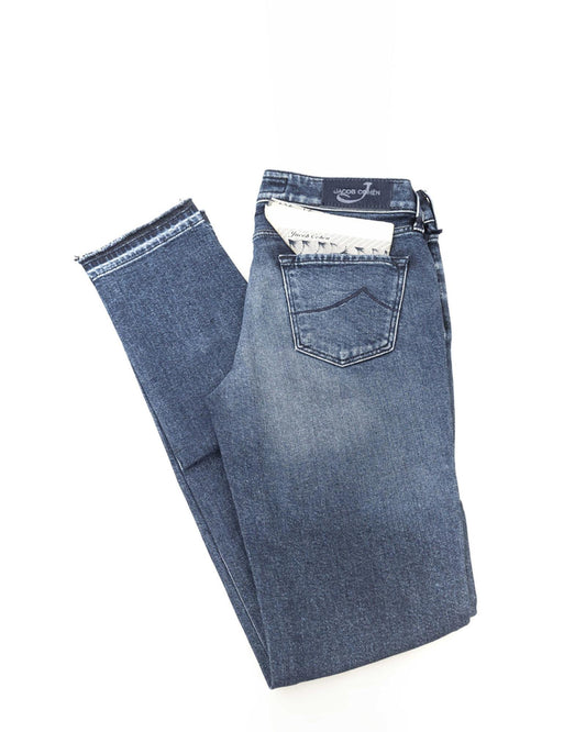 Logo-Embellished Slim Jeans with Fringed Hem W26 US Women